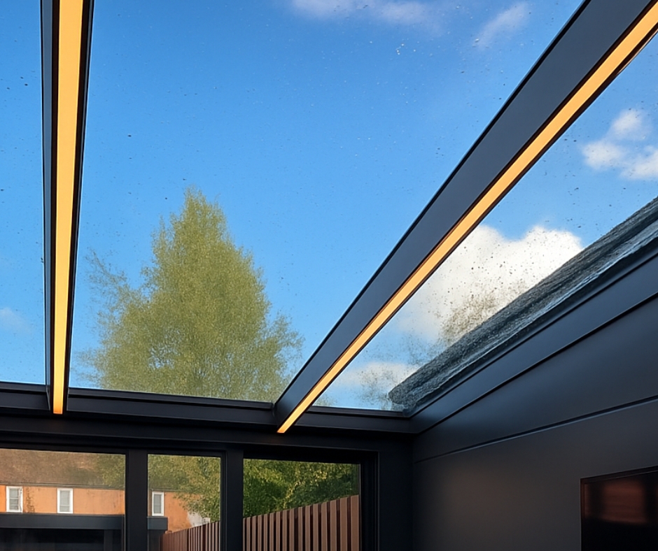 veranda met glazen dak